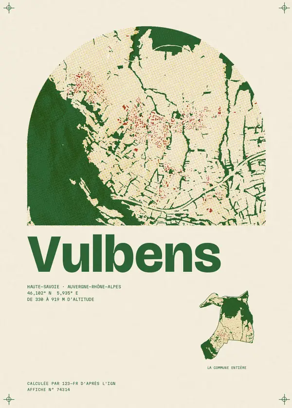 Affiche de Vulbens, calculée par 123-fr d'après l'IGN