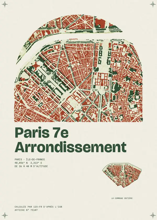 Affiche de Paris 7e Arrondissement, calculée par 123-fr d'après l'IGN