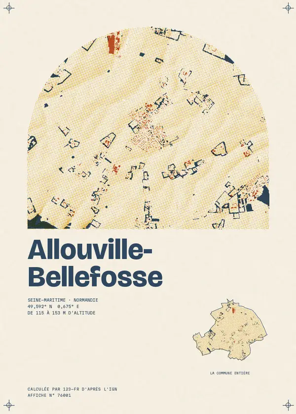 Affiche de Allouville-Bellefosse, calculée par 123-fr d'après l'IGN