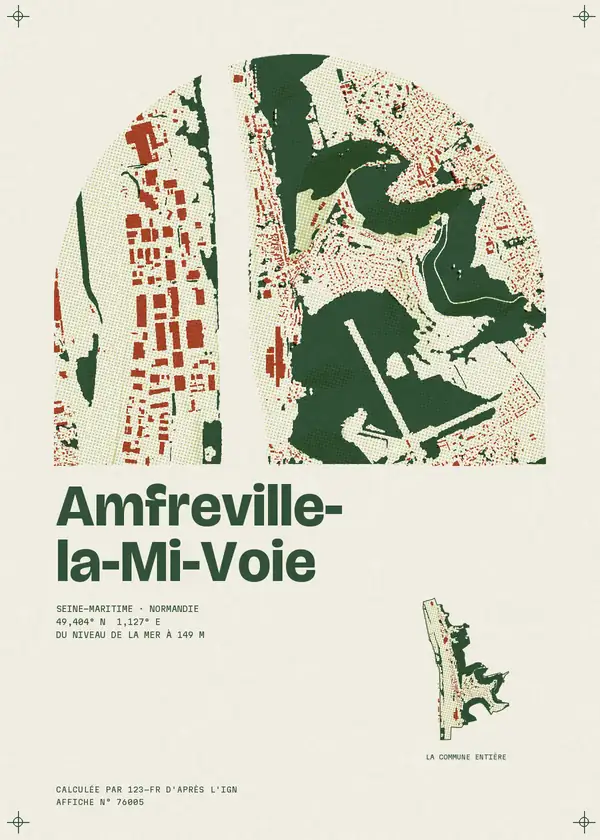 Affiche de Amfreville-la-Mi-Voie, calculée par 123-fr d'après l'IGN