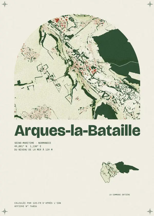 Affiche de Arques-la-Bataille, calculée par 123-fr d'après l'IGN