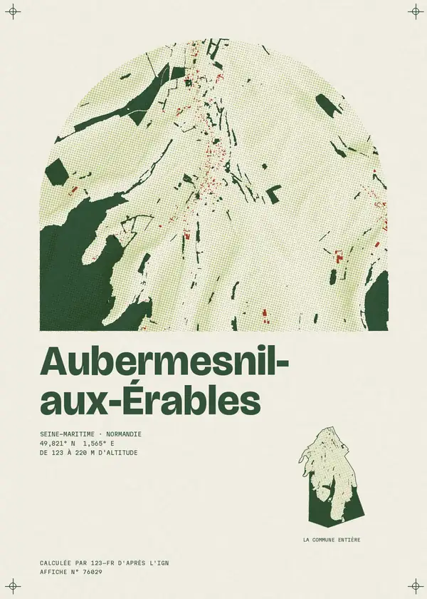 Affiche de Aubermesnil-aux-Érables, calculée par 123-fr d'après l'IGN