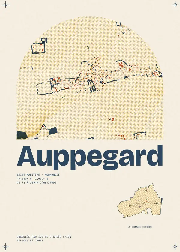 Affiche de Auppegard, calculée par 123-fr d'après l'IGN