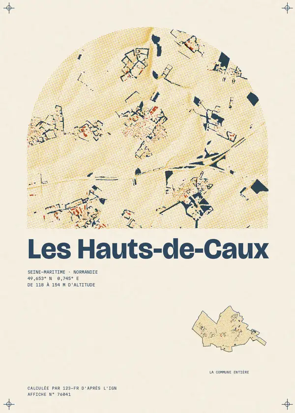 Affiche de Les Hauts-de-Caux, calculée par 123-fr d'après l'IGN