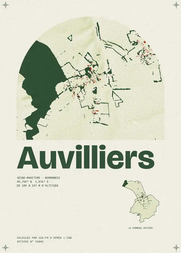 Affiche de Auvilliers, calculée par 123-fr d'après l'IGN