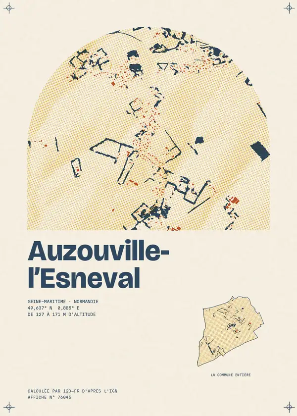Affiche de Auzouville-l'Esneval, calculée par 123-fr d'après l'IGN