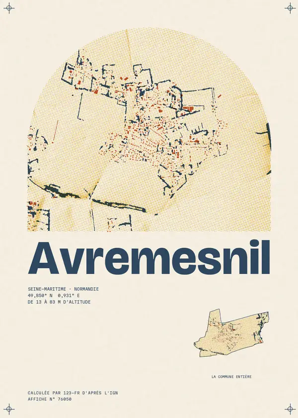 Affiche de Avremesnil, calculée par 123-fr d'après l'IGN