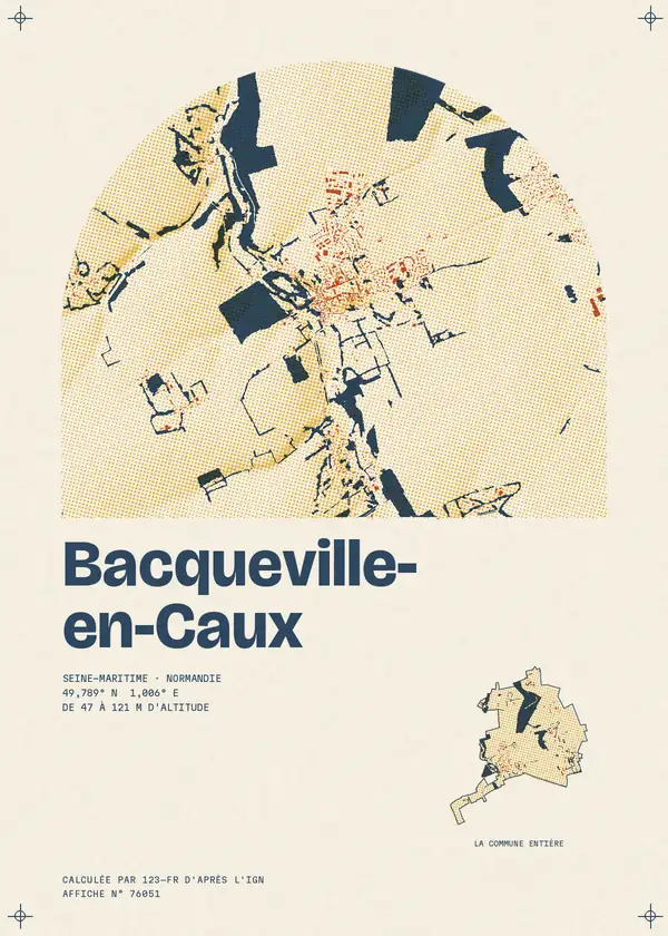Affiche de Bacqueville-en-Caux, calculée par 123-fr d'après l'IGN