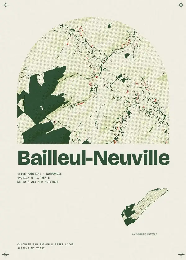 Affiche de Bailleul-Neuville, calculée par 123-fr d'après l'IGN