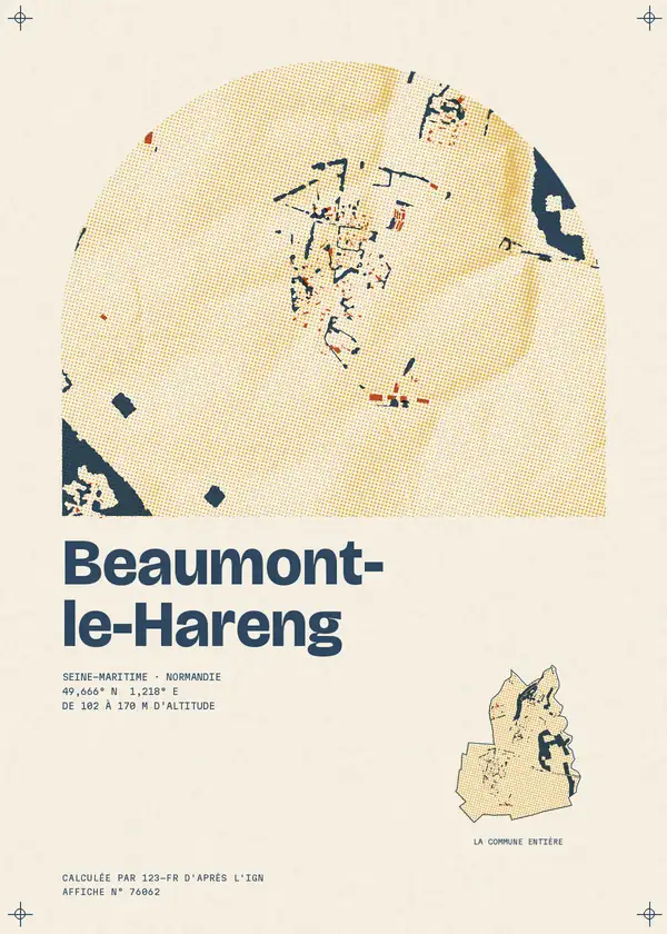 Affiche de Beaumont-le-Hareng, calculée par 123-fr d'après l'IGN