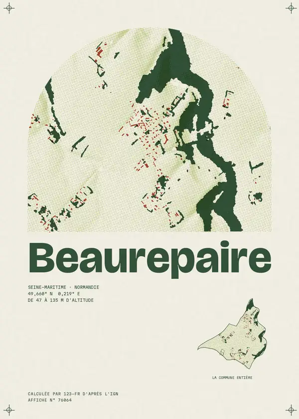 Affiche de Beaurepaire, calculée par 123-fr d'après l'IGN