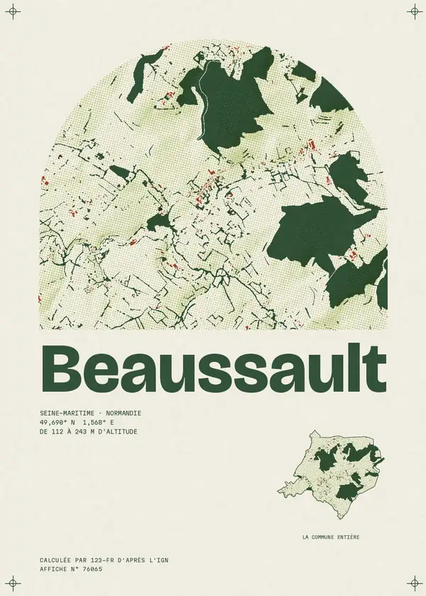 Affiche de Beaussault, calculée par 123-fr d'après l'IGN