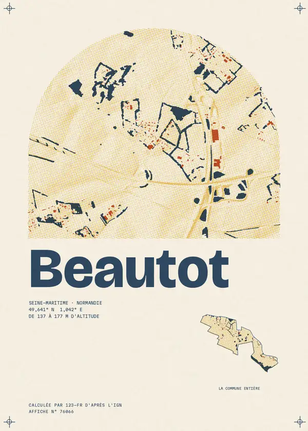 Affiche de Beautot, calculée par 123-fr d'après l'IGN