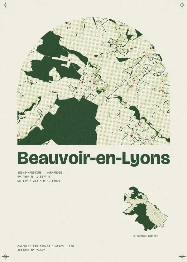 Affiche de Beauvoir-en-Lyons, calculée par 123-fr d'après l'IGN
