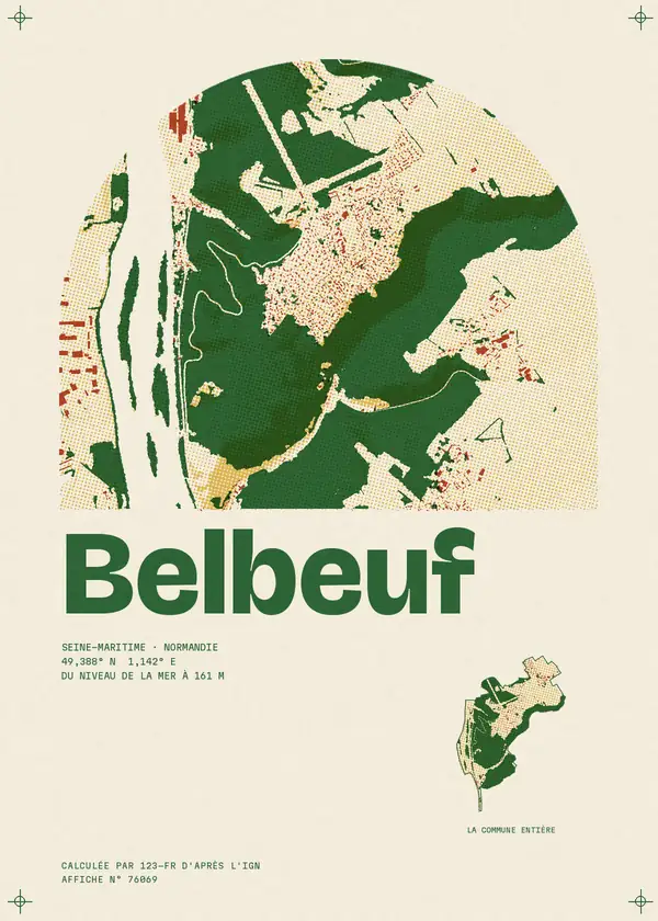 Affiche de Belbeuf, calculée par 123-fr d'après l'IGN