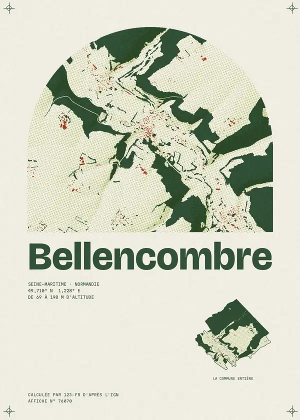 Affiche de Bellencombre, calculée par 123-fr d'après l'IGN