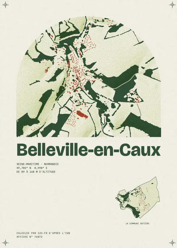 Affiche de Belleville-en-Caux, calculée par 123-fr d'après l'IGN
