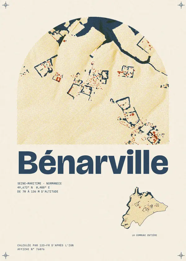 Affiche de Bénarville, calculée par 123-fr d'après l'IGN