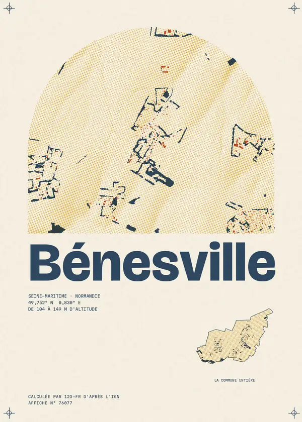 Affiche de Bénesville, calculée par 123-fr d'après l'IGN