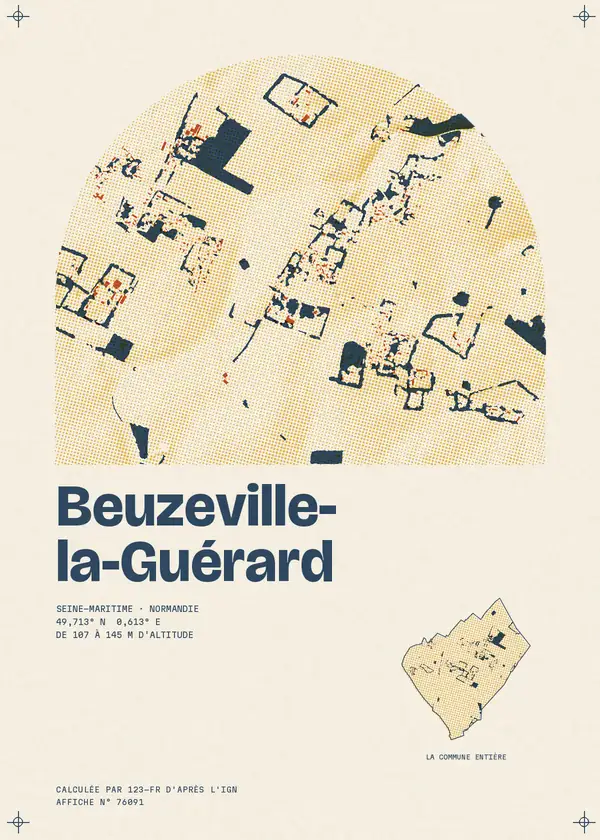 Affiche de Beuzeville-la-Guérard, calculée par 123-fr d'après l'IGN