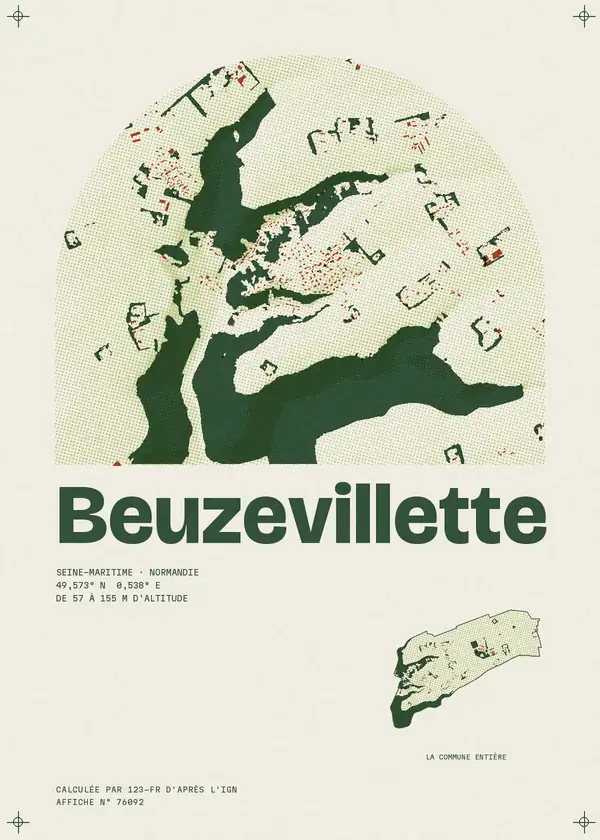 Affiche de Beuzevillette, calculée par 123-fr d'après l'IGN