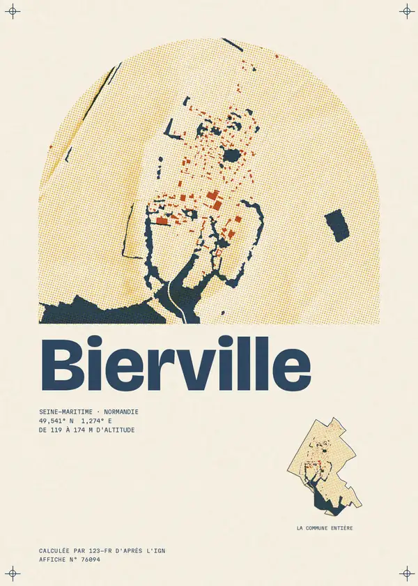 Affiche de Bierville, calculée par 123-fr d'après l'IGN