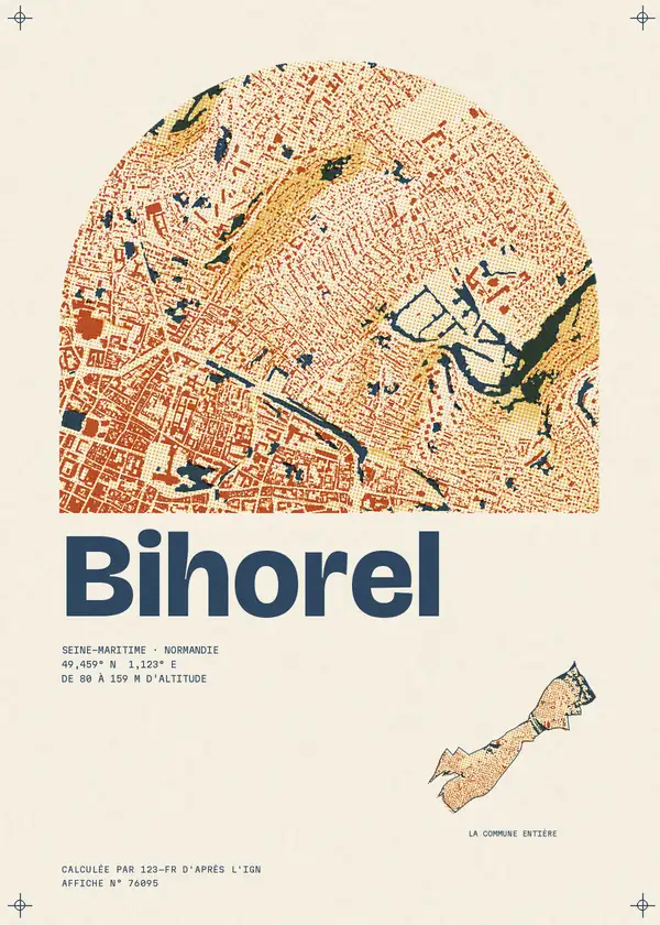 Affiche de Bihorel, calculée par 123-fr d'après l'IGN