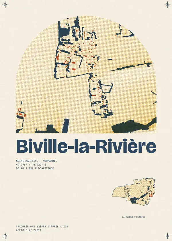 Affiche de Biville-la-Rivière, calculée par 123-fr d'après l'IGN
