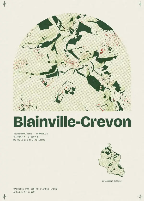 Affiche de Blainville-Crevon, calculée par 123-fr d'après l'IGN