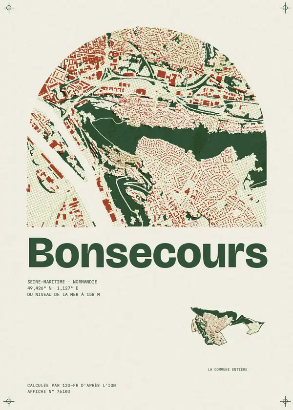 Affiche de Bonsecours, calculée par 123-fr d'après l'IGN