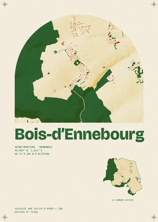 Affiche de Bois-d'Ennebourg, calculée par 123-fr d'après l'IGN