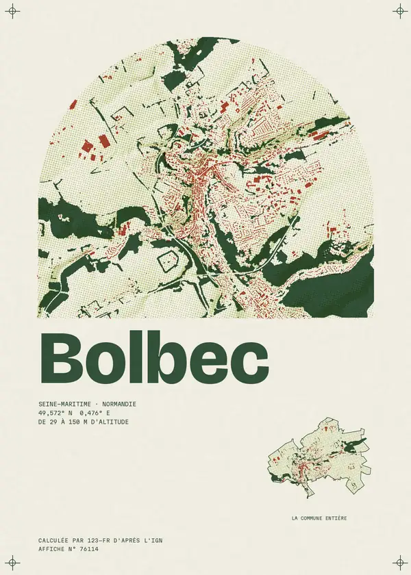 Affiche de Bolbec, calculée par 123-fr d'après l'IGN