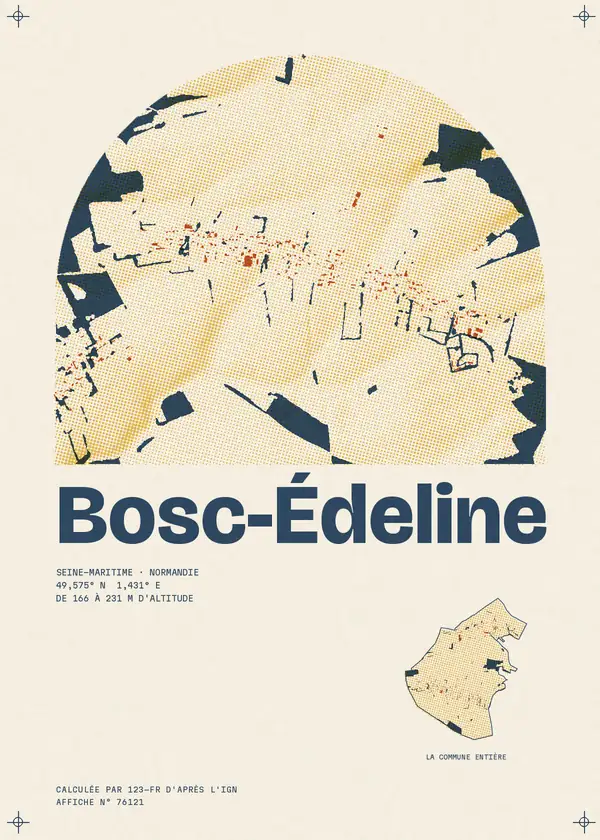 Affiche de Bosc-Édeline, calculée par 123-fr d'après l'IGN