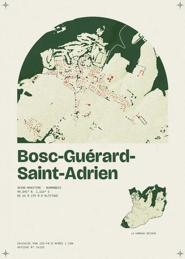 Affiche de Bosc-Guérard-Saint-Adrien, calculée par 123-fr d'après l'IGN