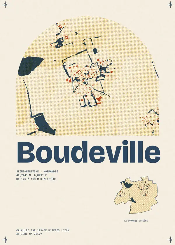 Affiche de Boudeville, calculée par 123-fr d'après l'IGN