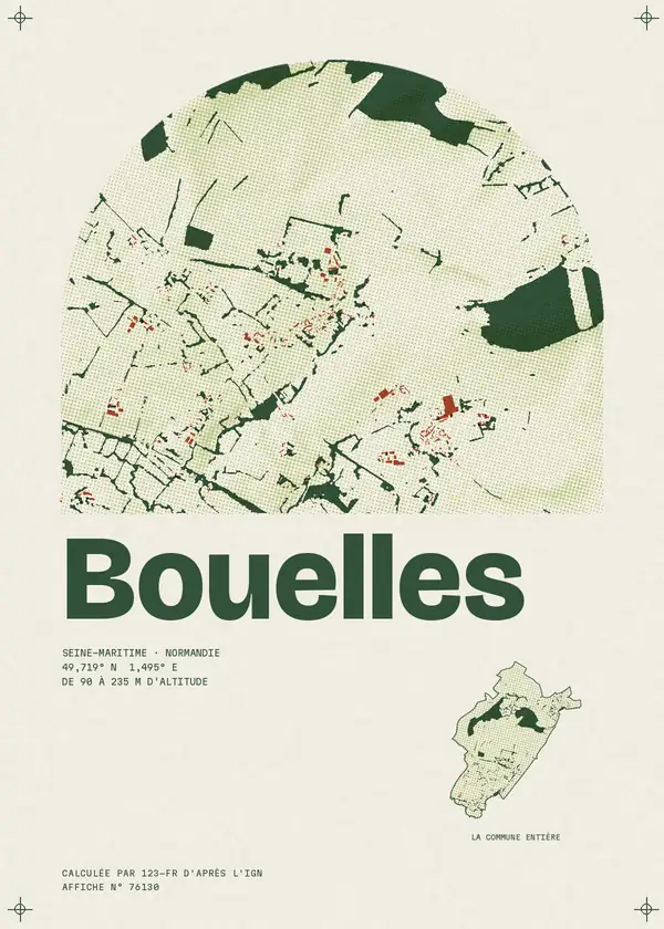 Affiche de Bouelles, calculée par 123-fr d'après l'IGN