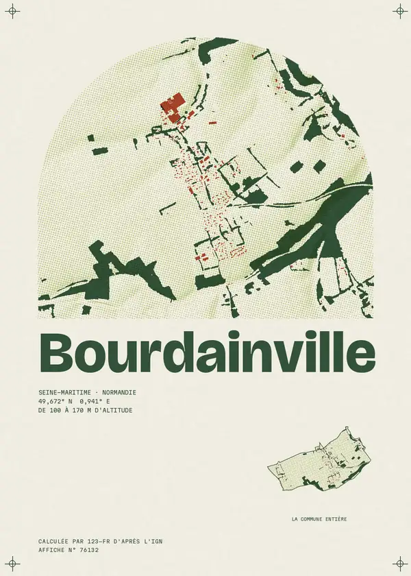 Affiche de Bourdainville, calculée par 123-fr d'après l'IGN