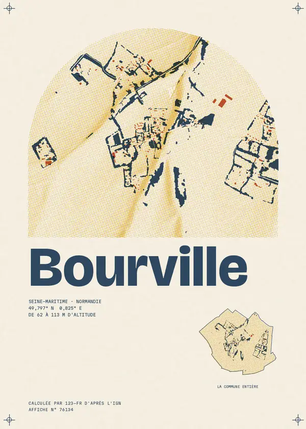Affiche de Bourville, calculée par 123-fr d'après l'IGN
