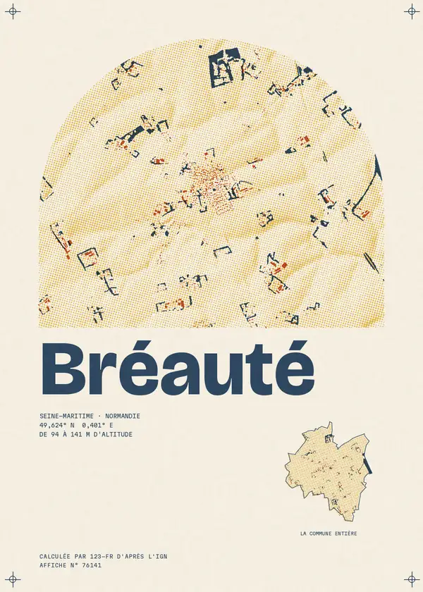 Affiche de Bréauté, calculée par 123-fr d'après l'IGN