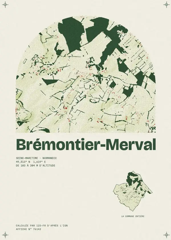 Affiche de Brémontier-Merval, calculée par 123-fr d'après l'IGN