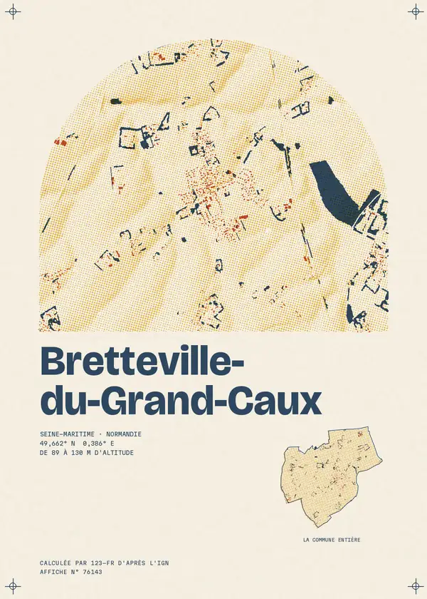 Affiche de Bretteville-du-Grand-Caux, calculée par 123-fr d'après l'IGN