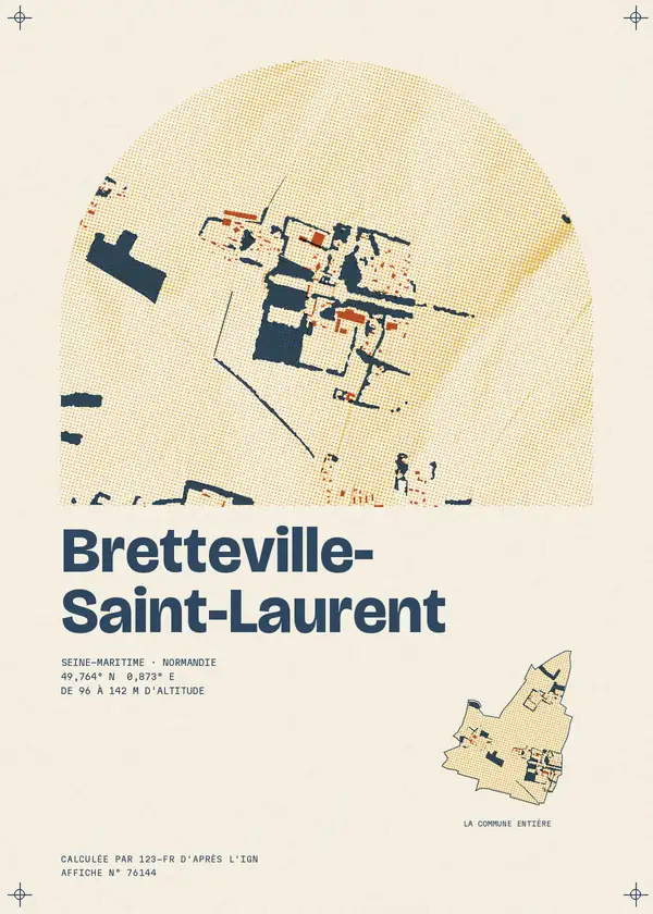 Affiche de Bretteville-Saint-Laurent, calculée par 123-fr d'après l'IGN
