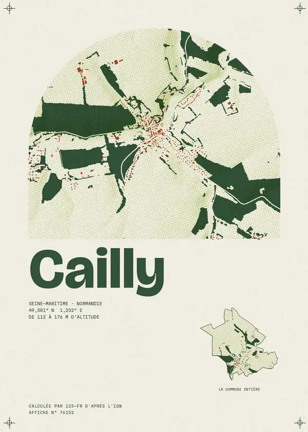 Affiche de Cailly, calculée par 123-fr d'après l'IGN
