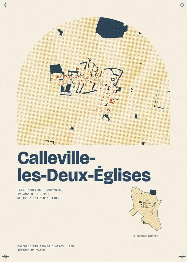 Affiche de Calleville-les-Deux-Églises, calculée par 123-fr d'après l'IGN
