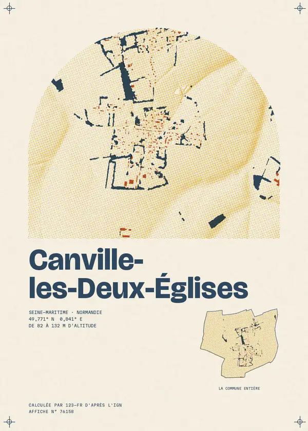 Affiche de Canville-les-Deux-Églises, calculée par 123-fr d'après l'IGN