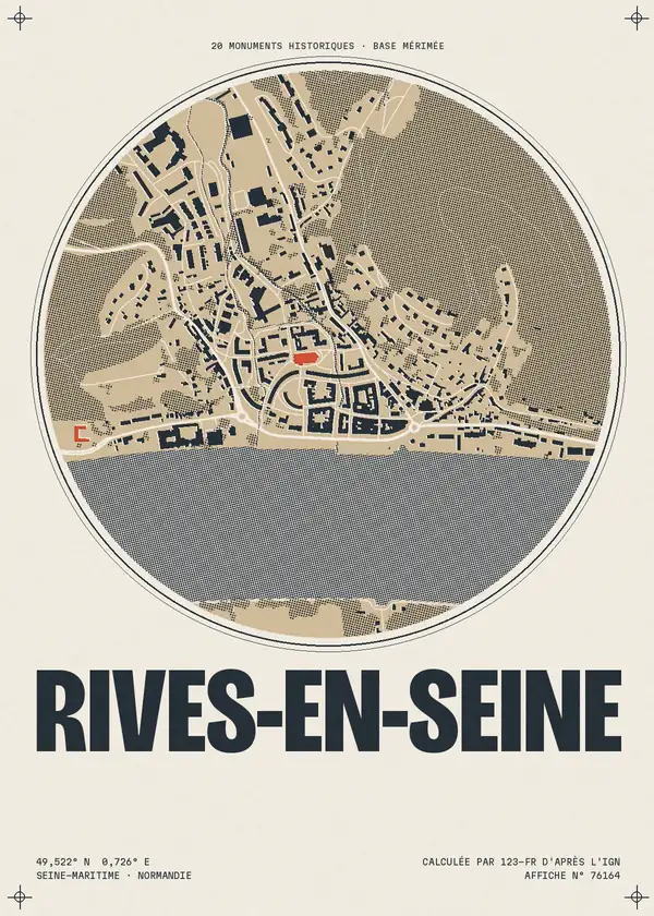 Affiche de Rives-en-Seine, calculée par 123-fr d'après l'IGN