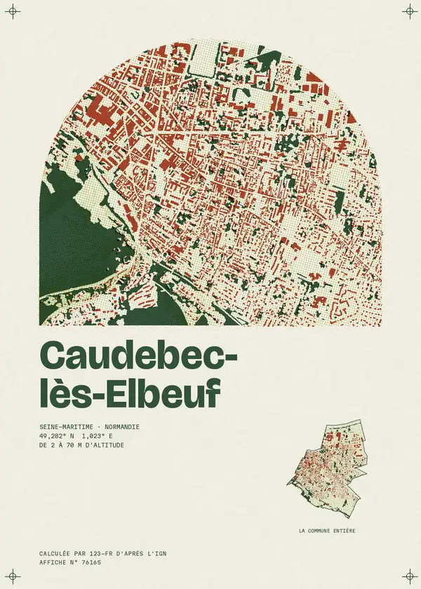 Affiche de Caudebec-lès-Elbeuf, calculée par 123-fr d'après l'IGN