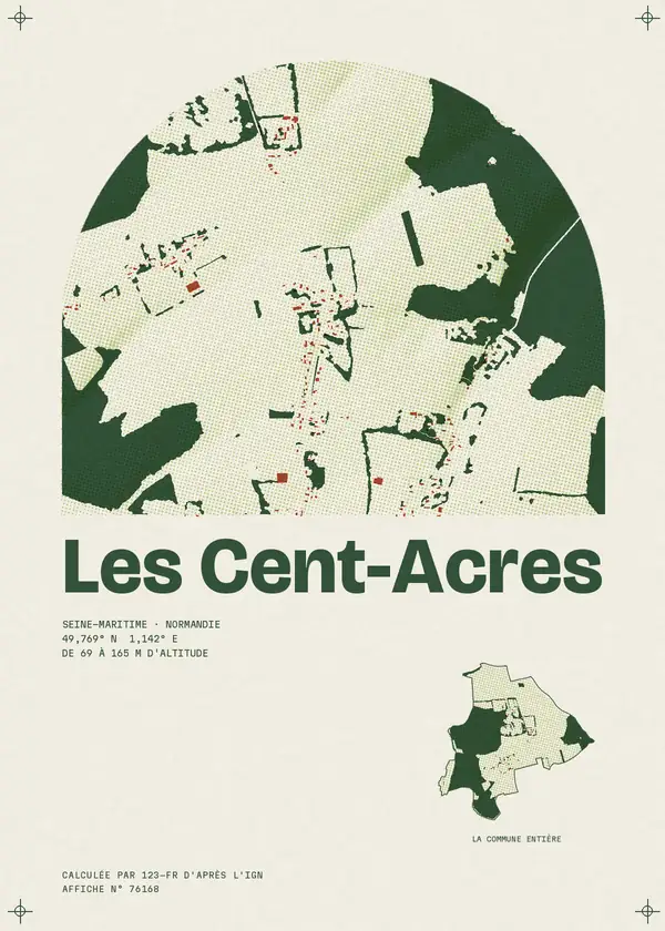 Affiche de Les Cent-Acres, calculée par 123-fr d'après l'IGN