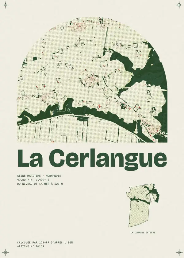 Affiche de La Cerlangue, calculée par 123-fr d'après l'IGN