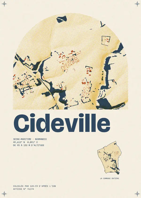 Affiche de Cideville, calculée par 123-fr d'après l'IGN
